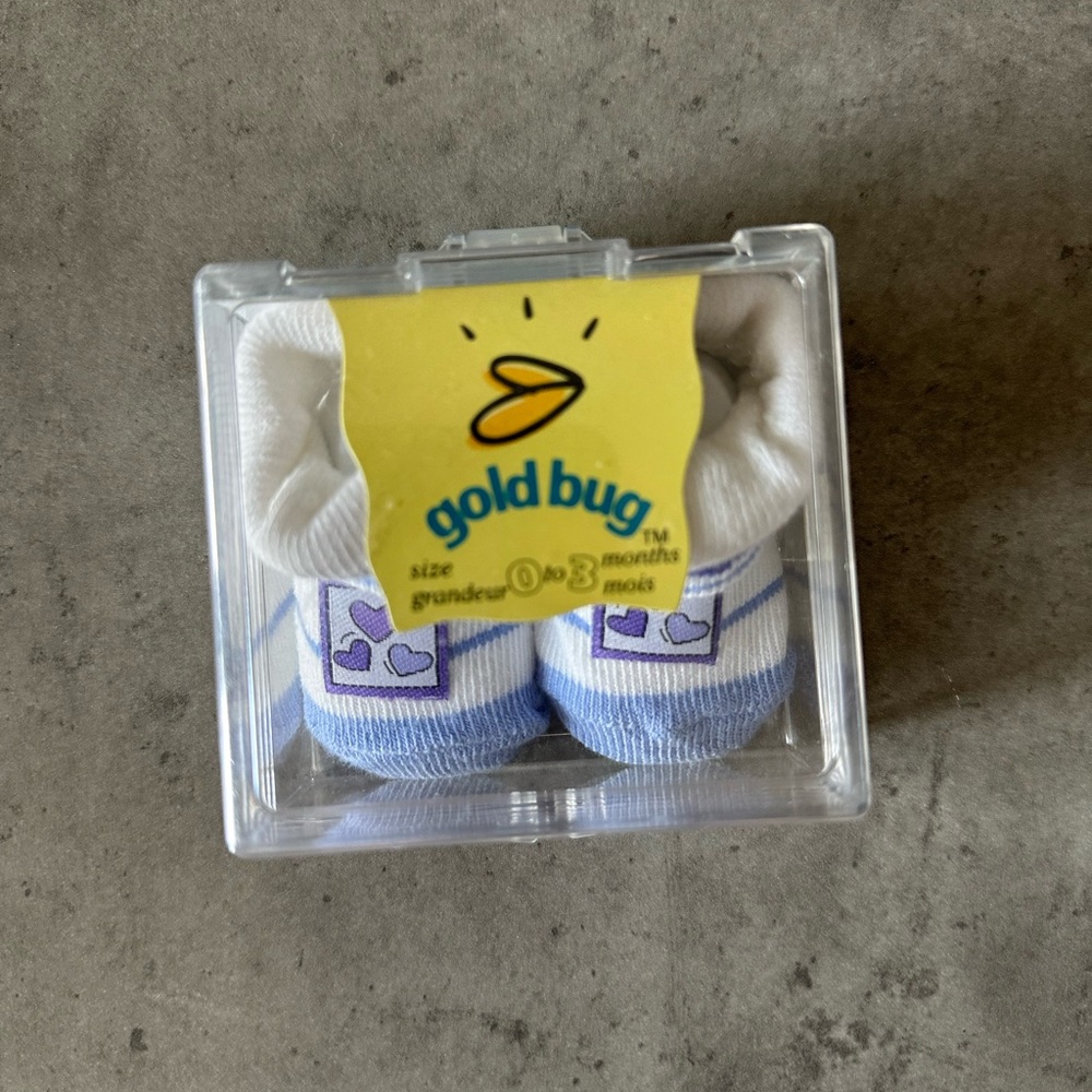 Gold Bug White and Blue Baby Socks